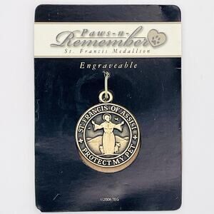 St Francis of Assisi Pet Medal Collar Tag Animal Protector Dog Cat Engraveable